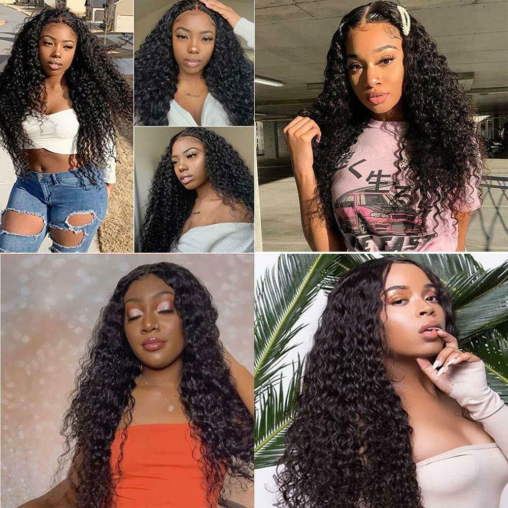 Human Hair Lace Front Wig Womens Brazilian Human Long Curly Wavy Hair Wigs 18″
