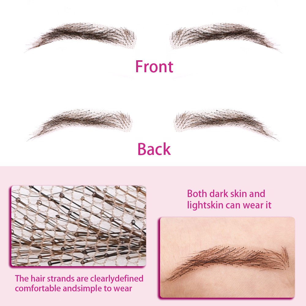 Handmade Human Hair False Eyebrows for Women Lace Base Eyebrows Natural Makeup