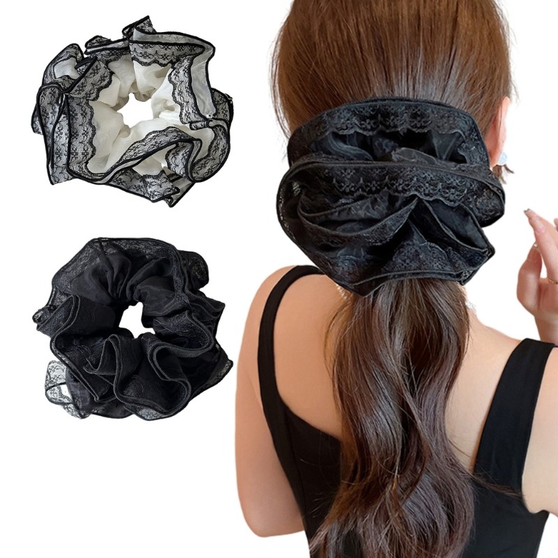 Multi Layer Lace Hairband Ponytail Holder Female Scrunchies French Hair Elastics