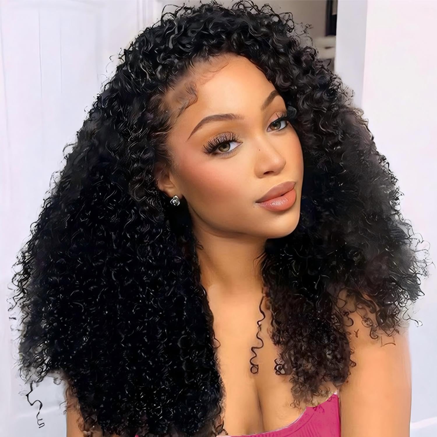 Kinky Curly Half Wig Human Hair 20″ Glueless Wig for Black Women – Natural Look