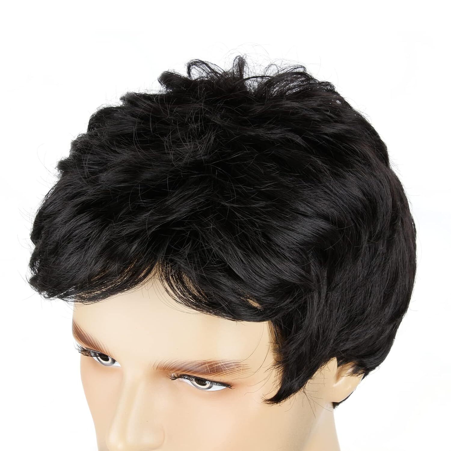 Black Men Wig Short Full Wigs Straight Little Wavy Synthetic Hair Daily Wigs USA