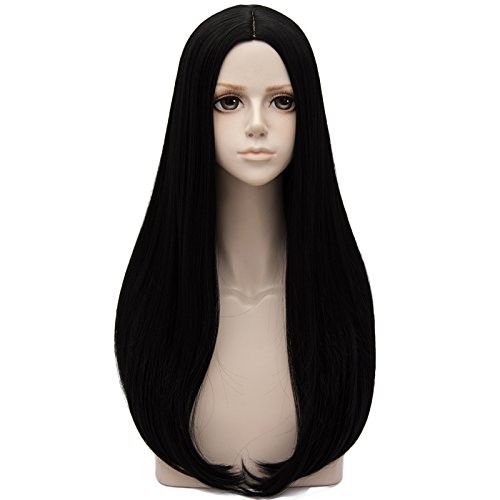 Black Wigs For Women Natural 24″ Long Straight Middle Hair Wigs Soft Daily Ba…