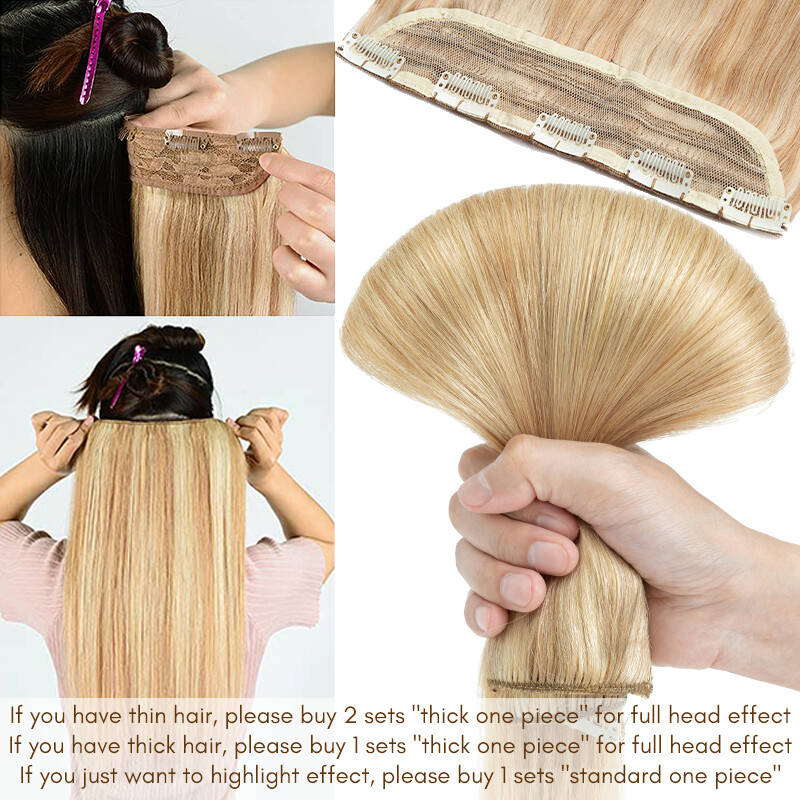 CLEARANCE Clip in Hair Extensions 100% Remy Human Hair Full Head One Piece Thick