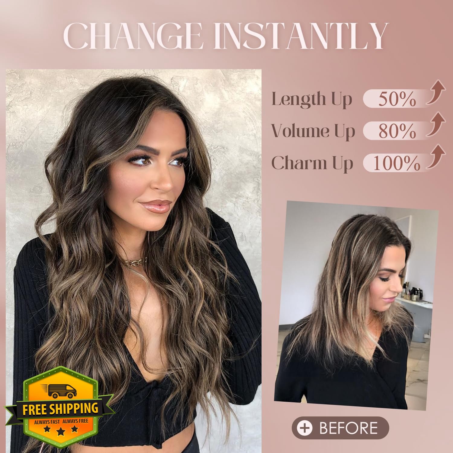 S-noilite 24″ Red Curly Clip In Hair Extensions