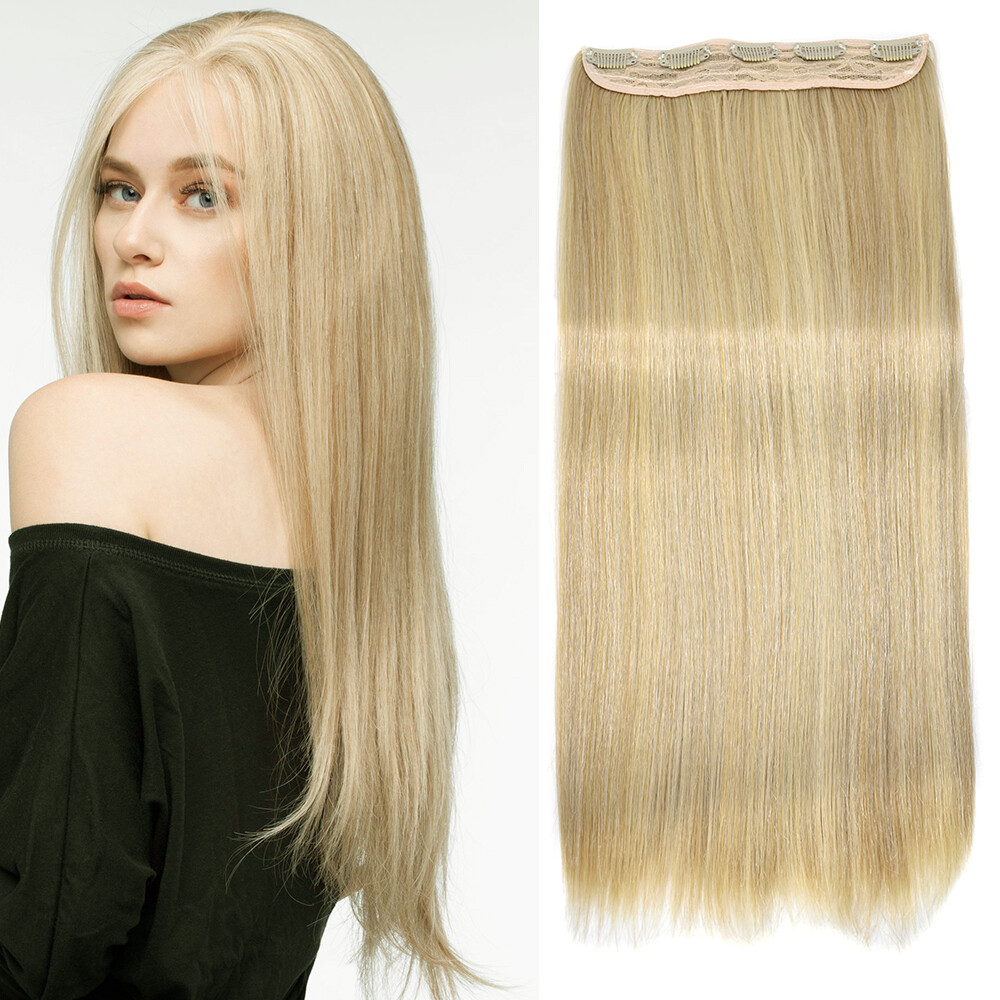 Clip in Hair Extensions 20″ Long Thick Synthetic Blonde Hair Piece Wefts 5 Clips