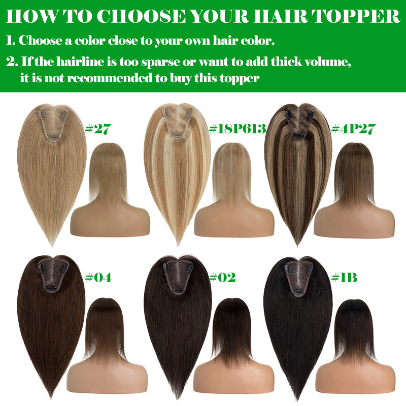 Hand-Tied Lace Hair Topper Clip in 100% Real Human Hair Toupee Hairpiece 8x10CM