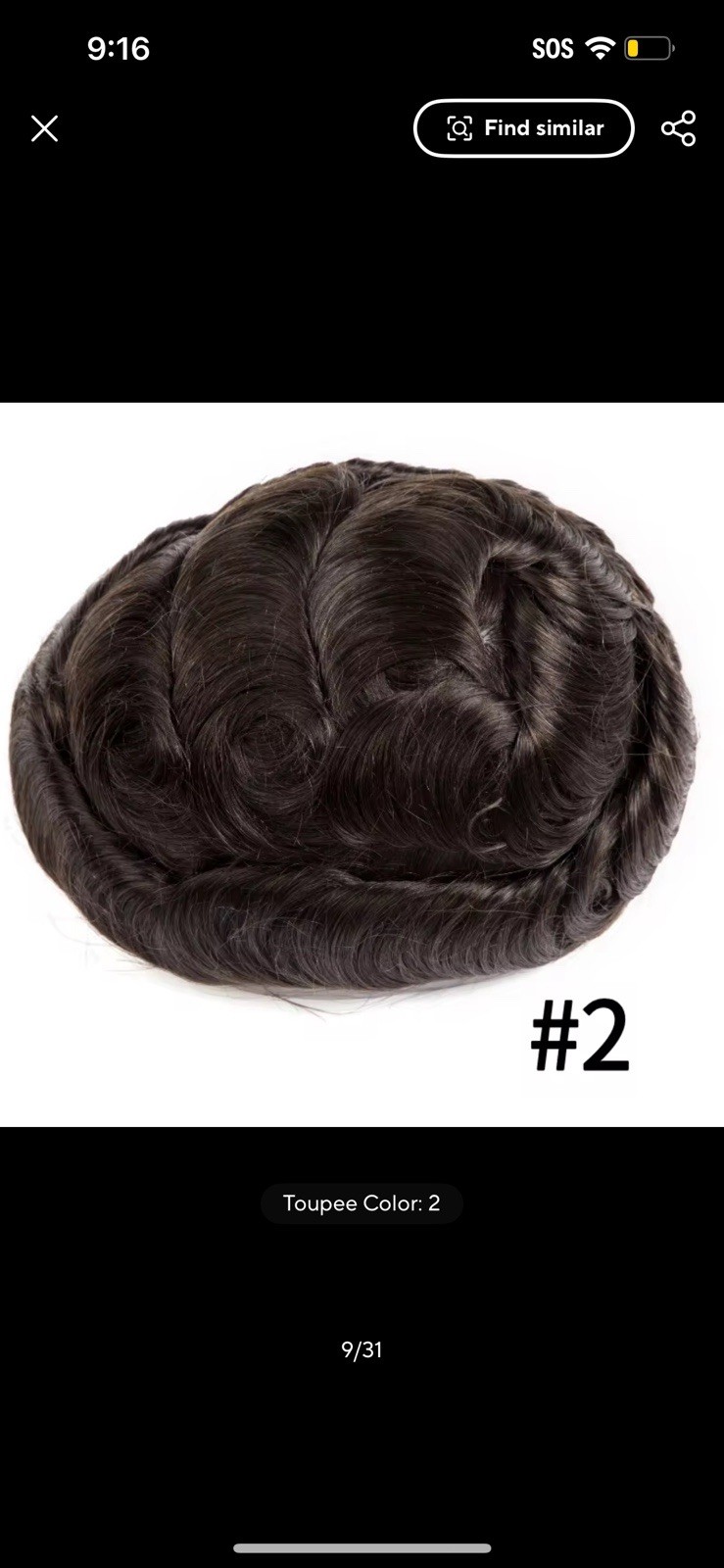 TEMCG Men’s Human Hair Toupee Hairpiece Mono Base Wavy Natural Multi Color