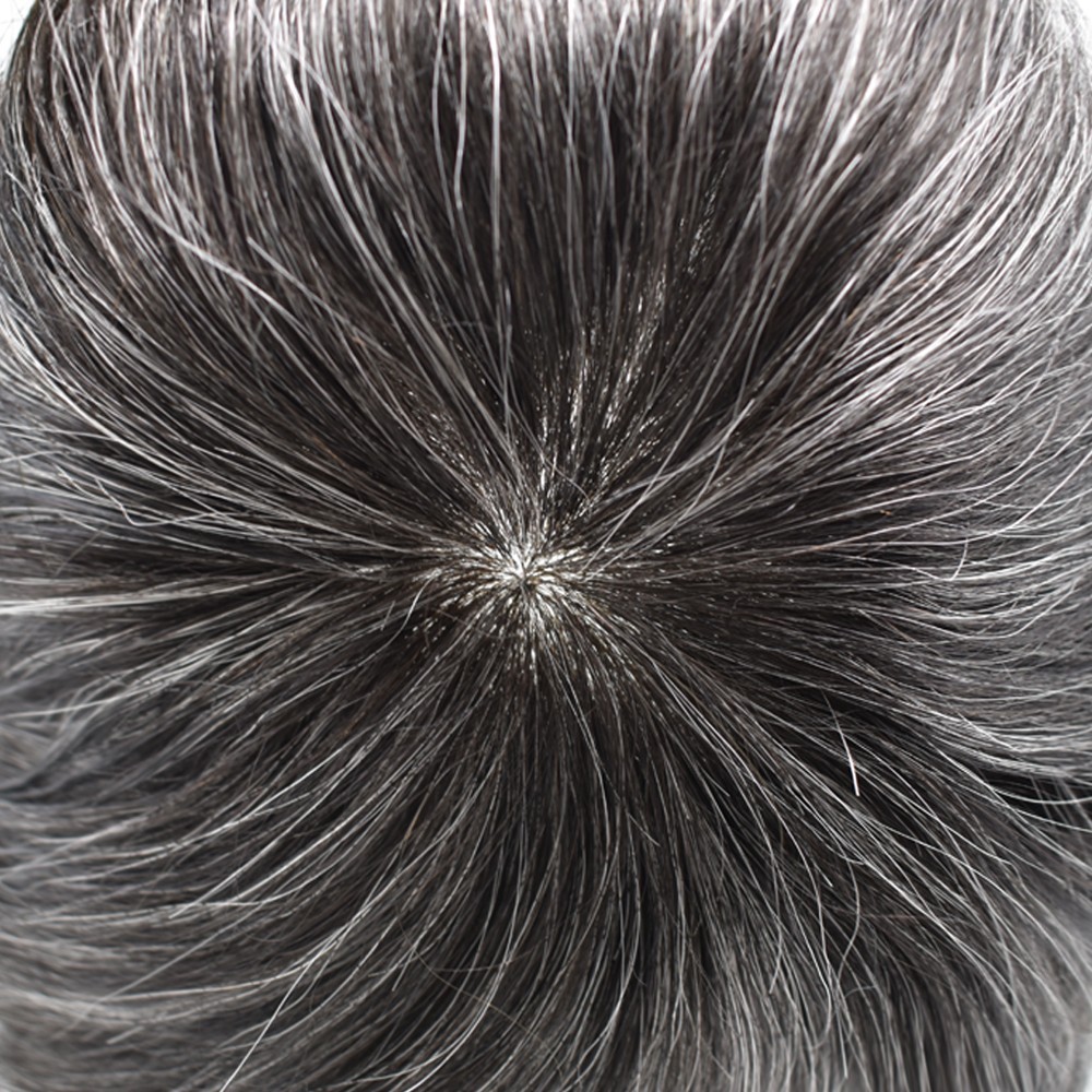 Full Poly Skin Mens Toupee Injected PU Human Hair System Replacement Wig for Men