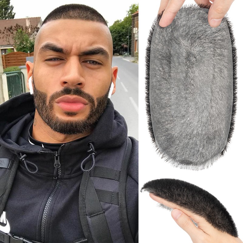 100% Human Hair Toupee for Men’s Short Buzz Cut Thin Skin PU Replacement System