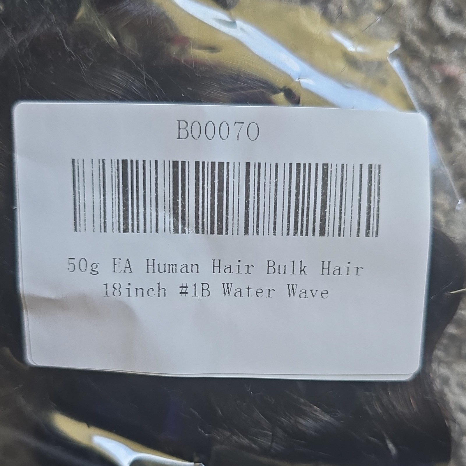 Human Hair Bulk Hair Weaving #1B Water Wave Wavy 18 in 50 g Adult Women