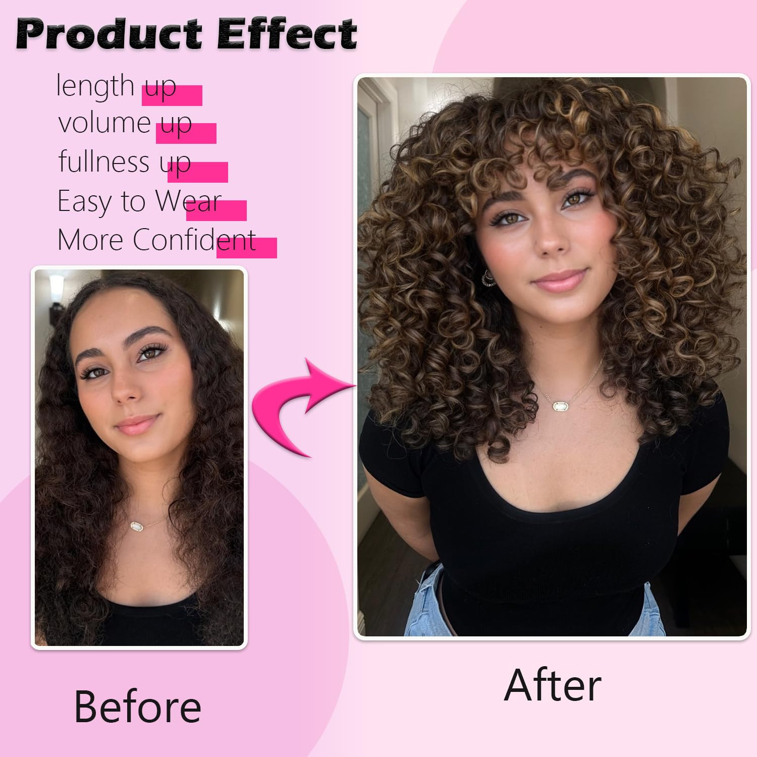 Curly Clip in Hair Extensions,4Pcs 16 Inch Dark Brown Extension Clip Ins Lace We