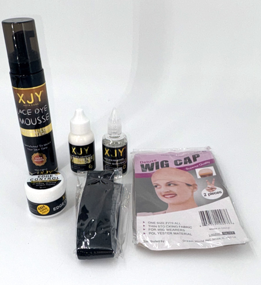 Lace Dye Mousse Wig Spray+Lace Adhesive + Remover + Edge Control + Wig caps.more