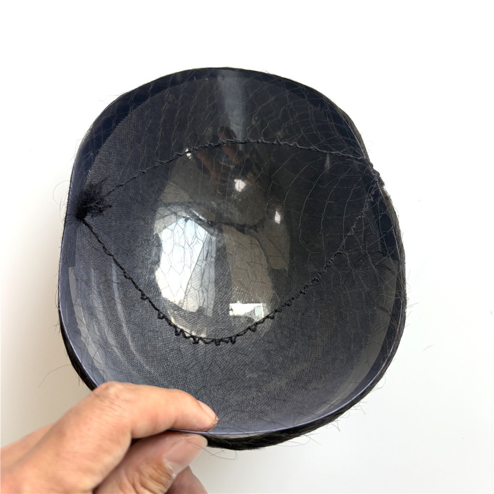 Mens Toupee Human Hair System Full Poly Thin Skin Hair Piece Replacement System
