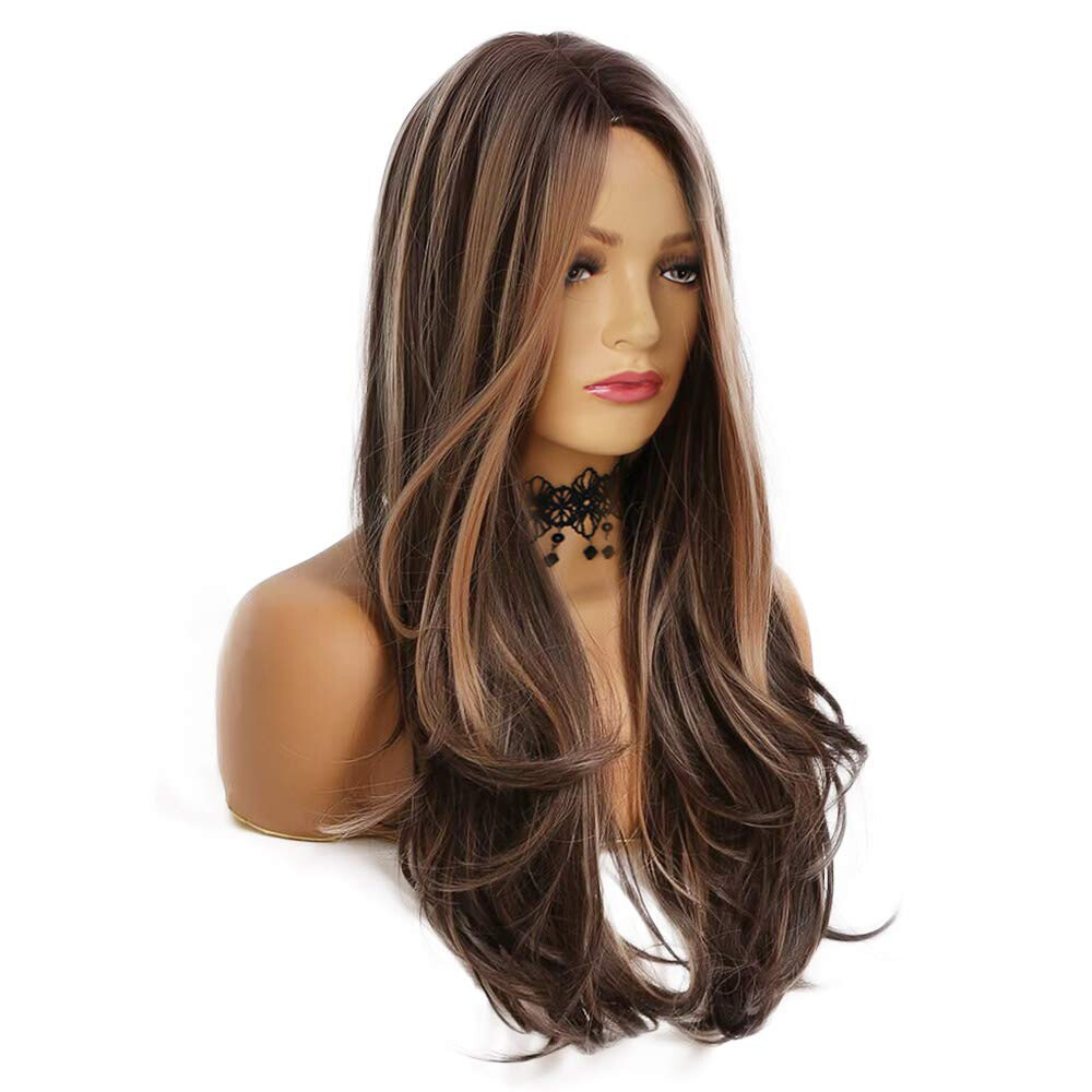 Full Wig Long Curly Straight Wavy Synthetic Hair With Blonde Wigs For Women