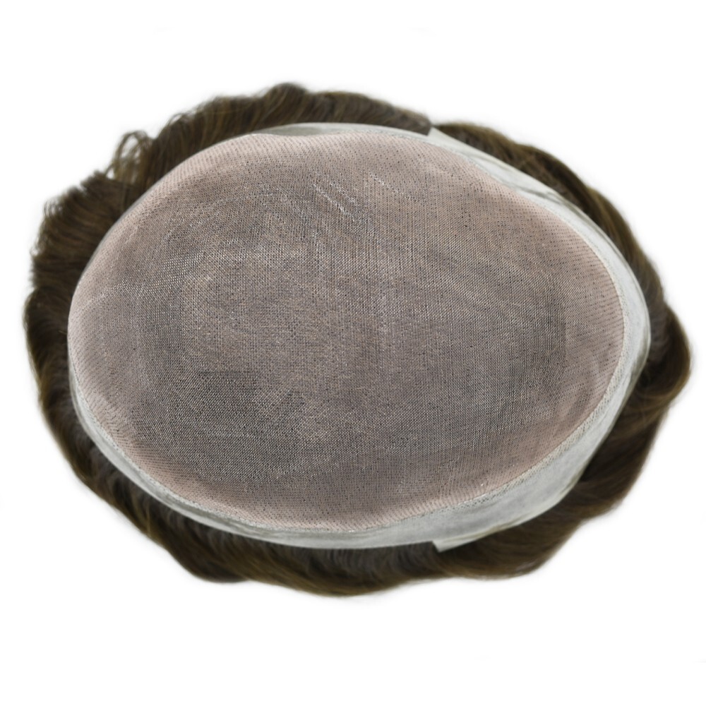 Mens Toupee Hairpiece Fine Mono Poly Human Hair Replacement System Wigs for Men