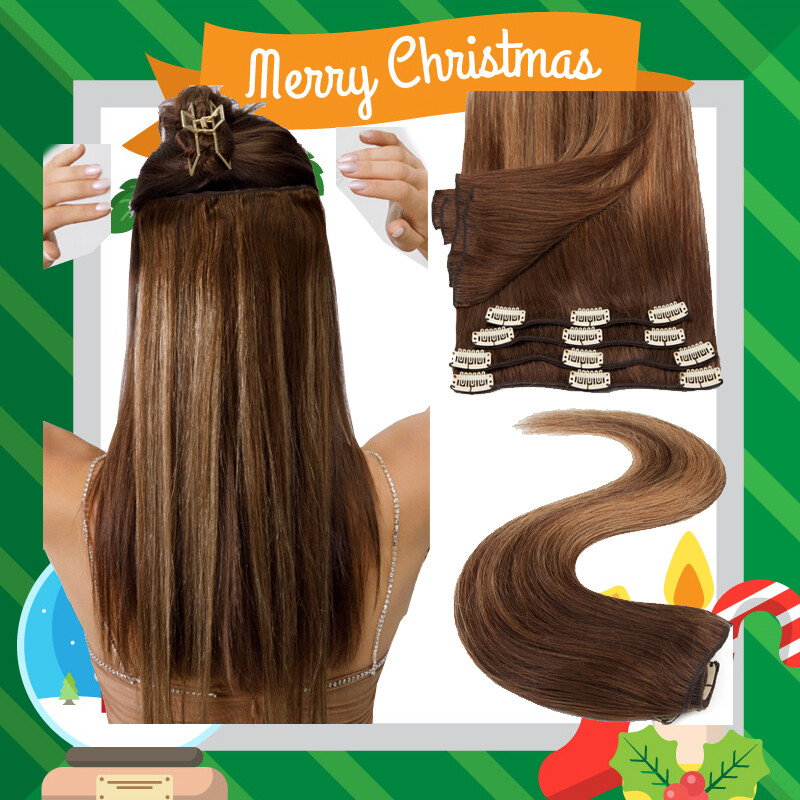 8PCS Clip In Hair Extensions 100% Real Soft Human Hair Weft Any Color 14″-24″ US