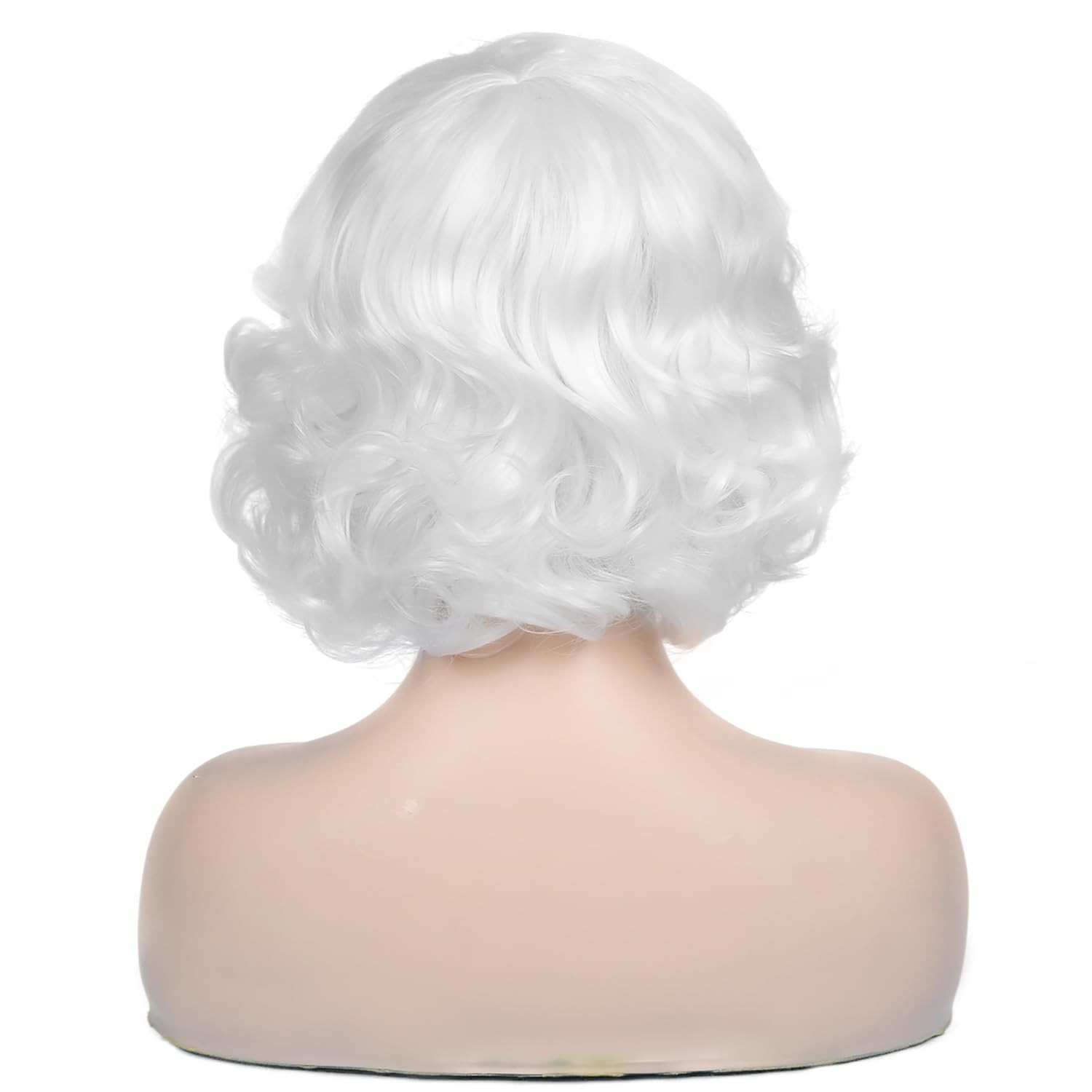 Short Curly Wavy White Wigs for Women Synthetic Natural Hair Wig Halloween Co…