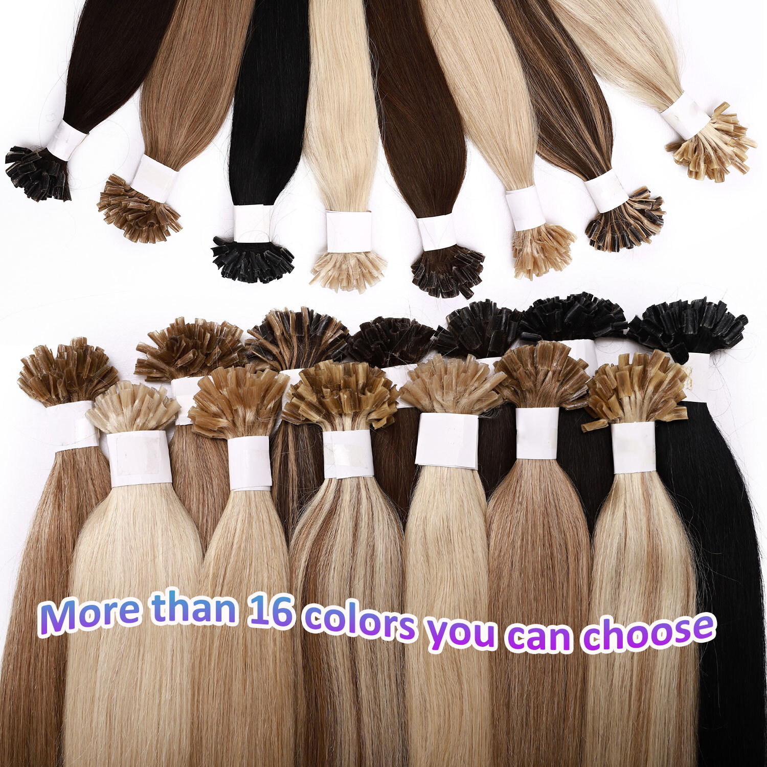 50-200PCS THICK Pre Bond Keratin Nail U Tip Human Remy Hair Extension Highlight