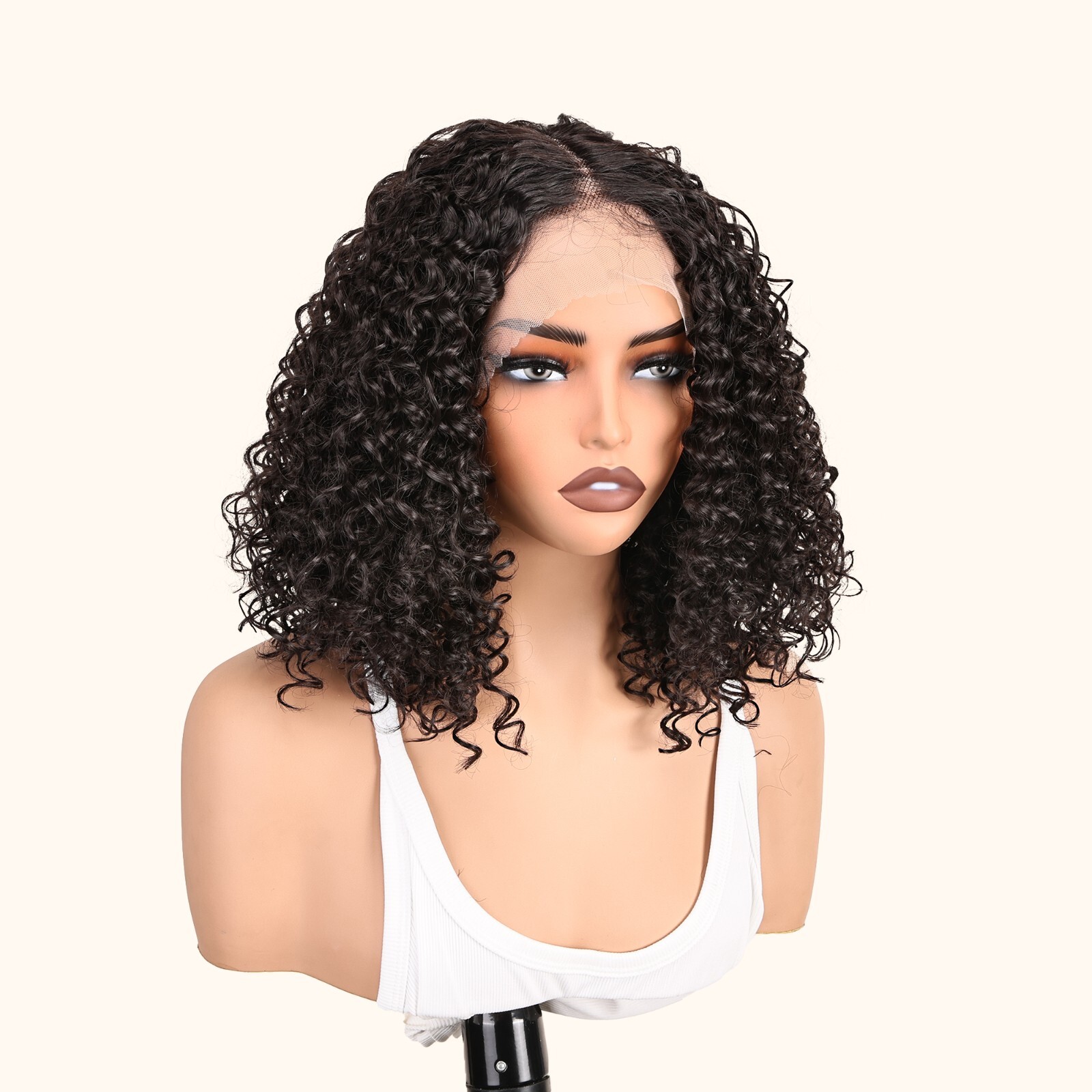 Easy-to-Wear Black Afro Curly Synthetic Wig for Women High-Density