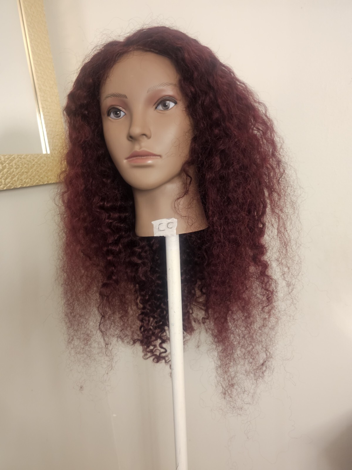 High Quality regular Top Reddish 24″ curly wavy 100% Virgin Human Hair Lace Wig