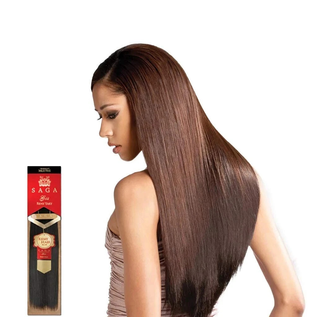 SHAKE-N-GO Saga Gold Remy 100% Human Hair Yaky Weave 10″ #4