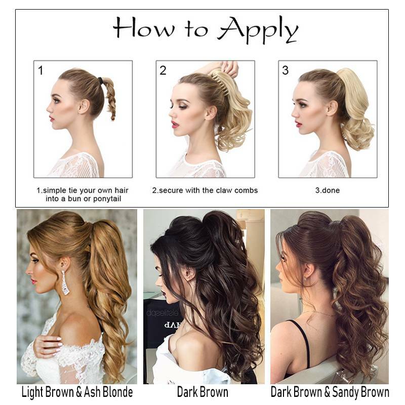 Real Thick Hair Claw-On Ponytail Hair Extension Piece Clip In Pony Tail as Human