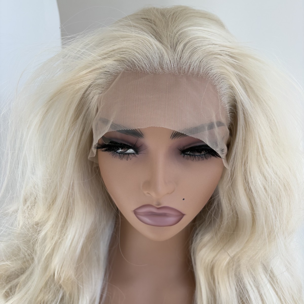 Long Wavy Layered Frontal Lace Wig Bleach blonde Heat Resistant Synthetic Hair