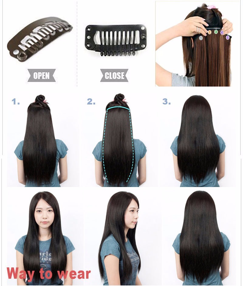 100g Thick One Piece 100% Remy Clip In Human Hair Extension 3/4Full Head Weft US