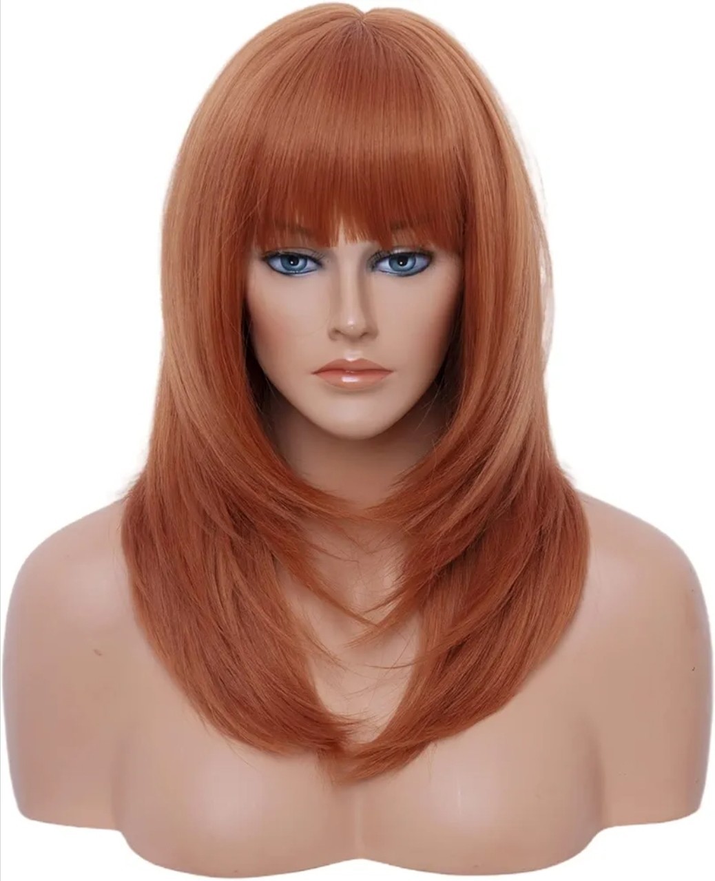 Long Wavy Curly Red Wine Dark Auburn Wig Heat Resistant Human Hair blend