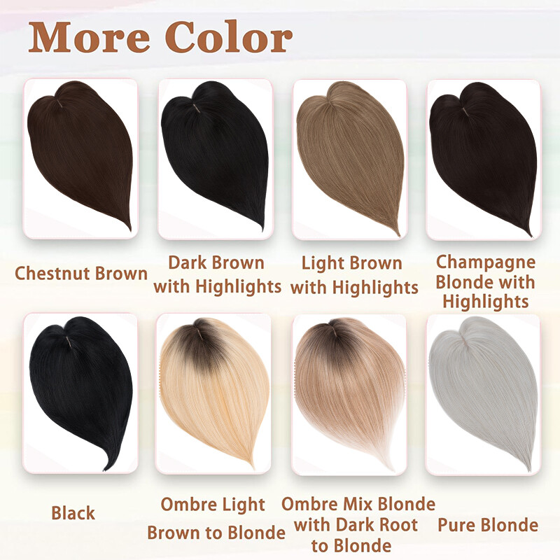 Free Part Women Topper Real As Human Hair Top Toupee Piece Clip in Hairpiece 18″