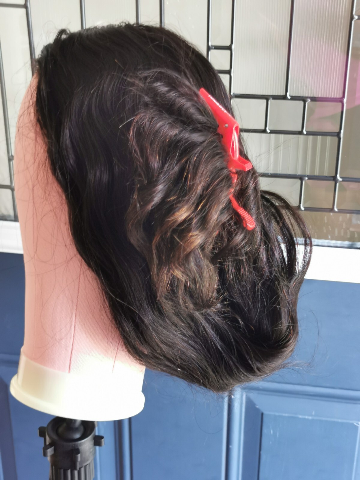 Bleached Knots High Quality Sexy 26”’ Virgin Human Hair Front Lace Wig 1B
