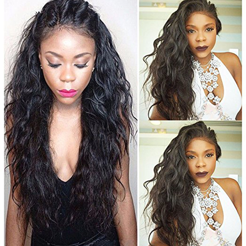 Water Wave Synthetic Lace Front Wig Baby Hair Glueless Heat Resistant Fiber Hair