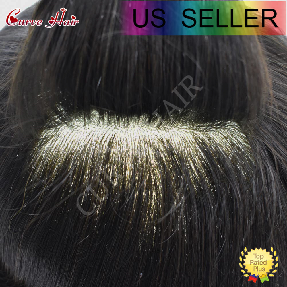 50+ Color Men Toupee Hair Replacement System Full Poly Thin Skin Human HairPiece