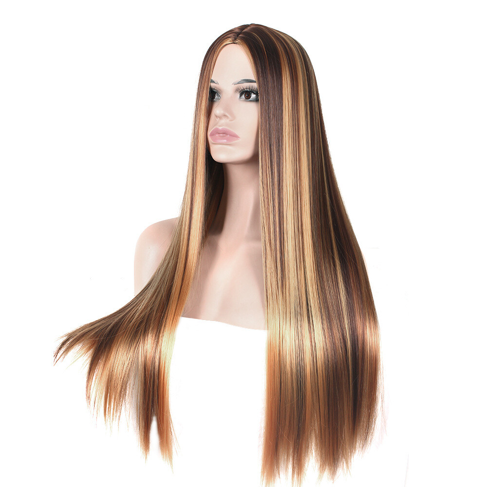 Highlight Wig Brazilian Straight Human Hair Full Wigs Ombre Brown Honey Blonde