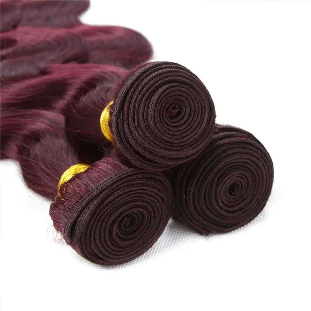 Niciitysi Color Wine Red Body Wave Bundles Color 99J Human Hair 16 18 20 Inch