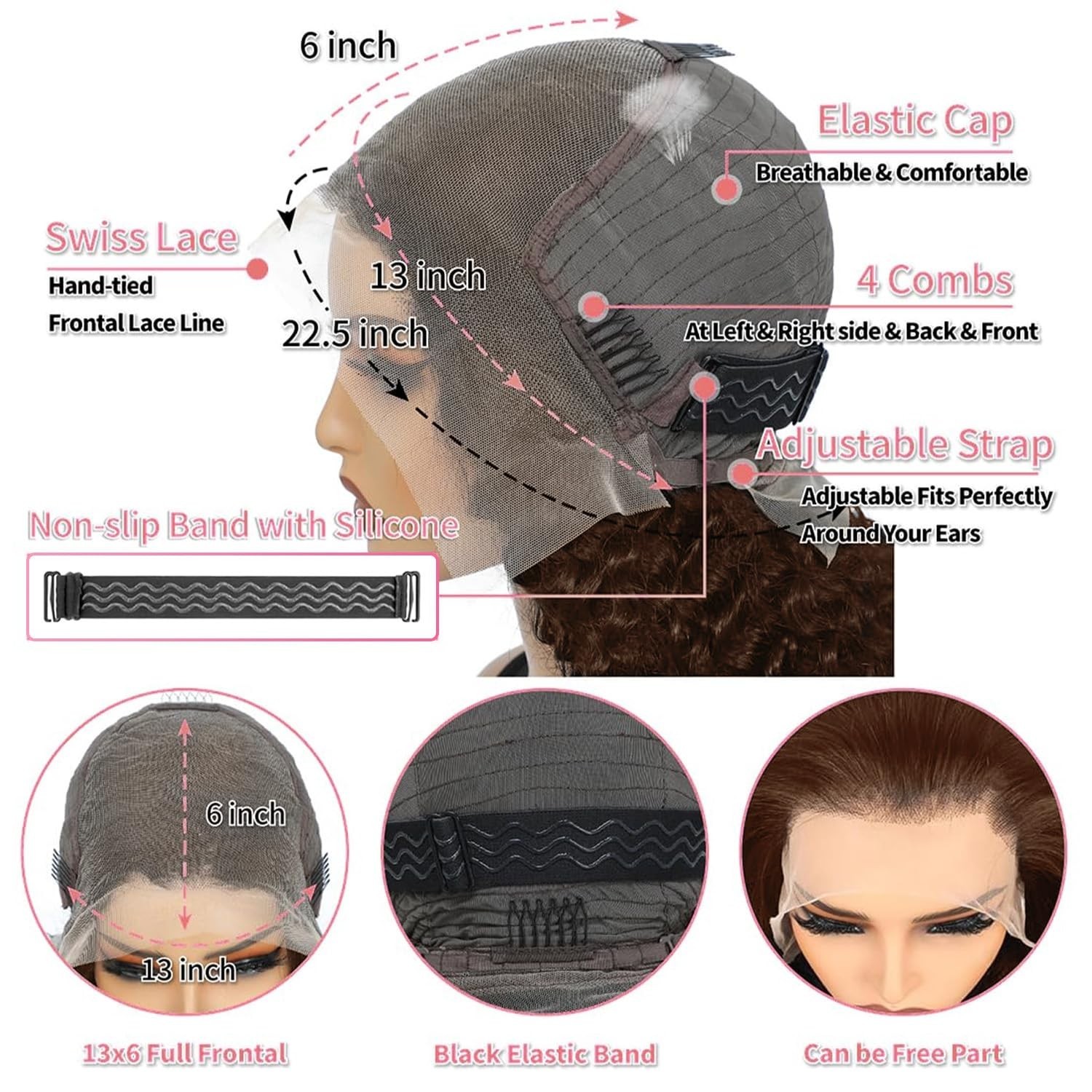 30″ Chocolate Brown Deep Wave Lace Front Wig – 210 Density, 13×6 HD Lace, Pre-Pl