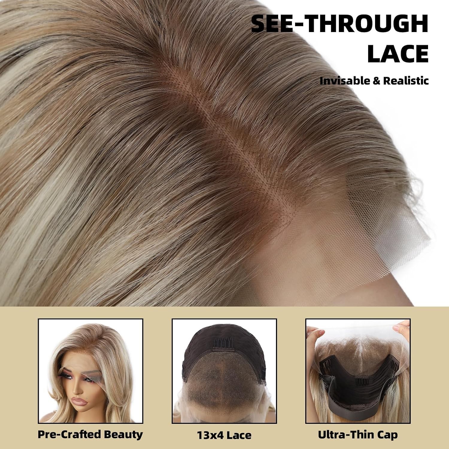 LACE FRONT WIG HUMAN HAIR BLENDED BLONDE BODYWAVE