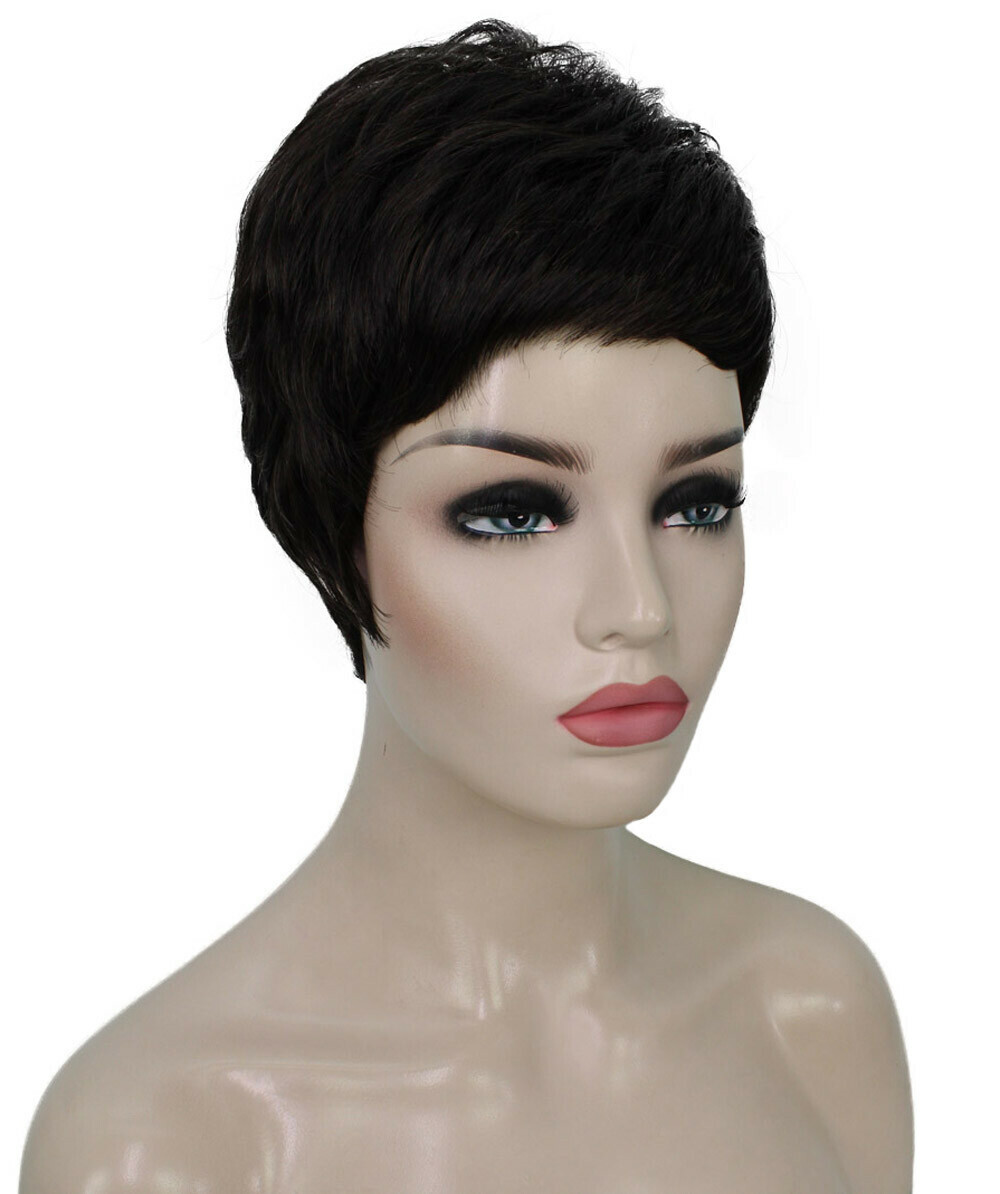 Lucille – Srraight Kanekalon Synthetic Fiber Full Wig, 1.75-3.25 in, Dark Brown