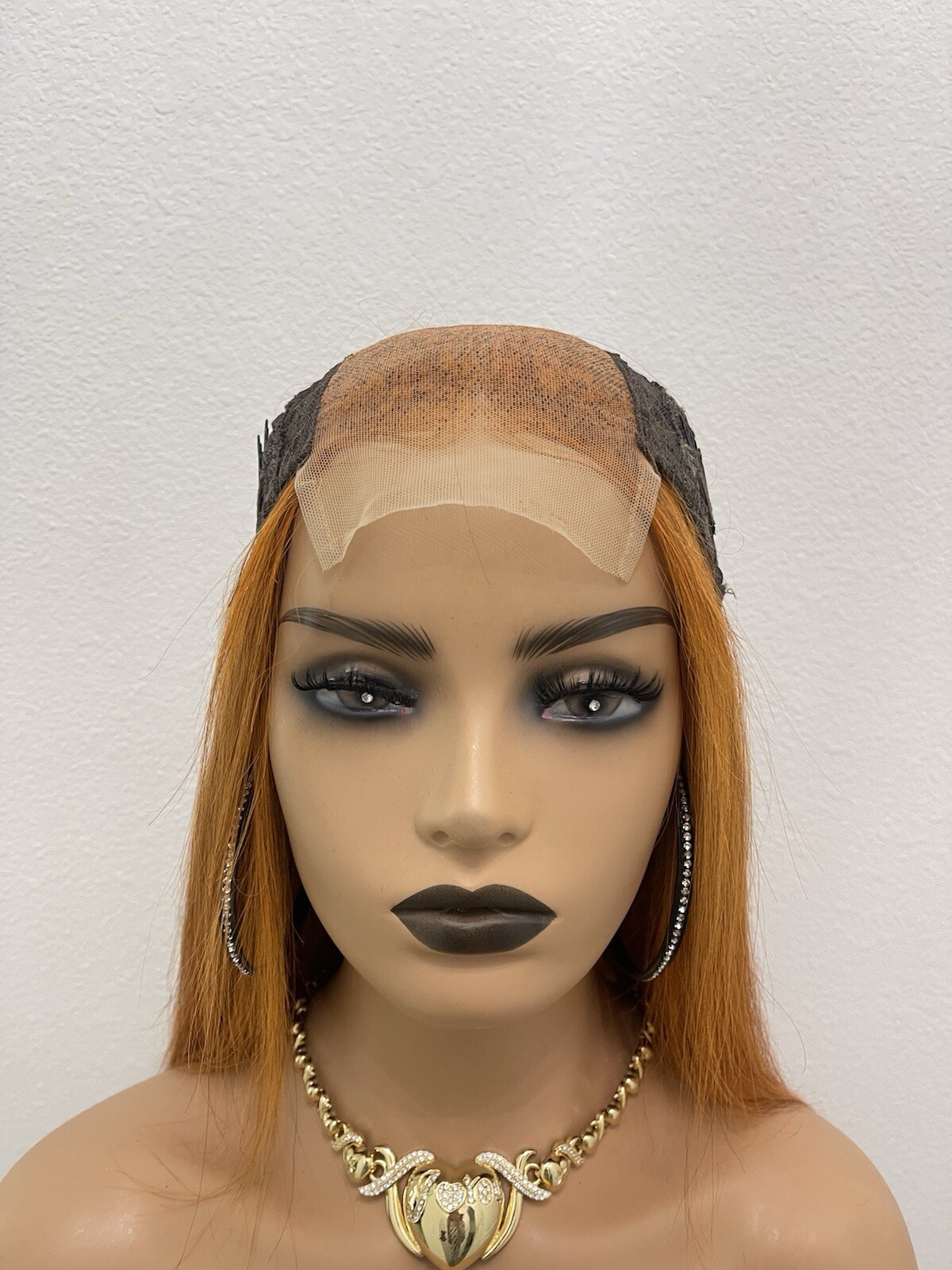 18” 4×4 Lace Closure, Straight Human Hair Wig, Color Similar to Ginger