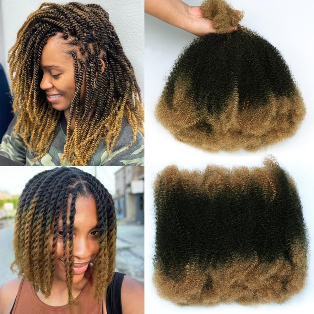 Afro Kinky Bulk Blend Semi Human Hair 18 Inch 100 Gram Curly Blend Mini Twist