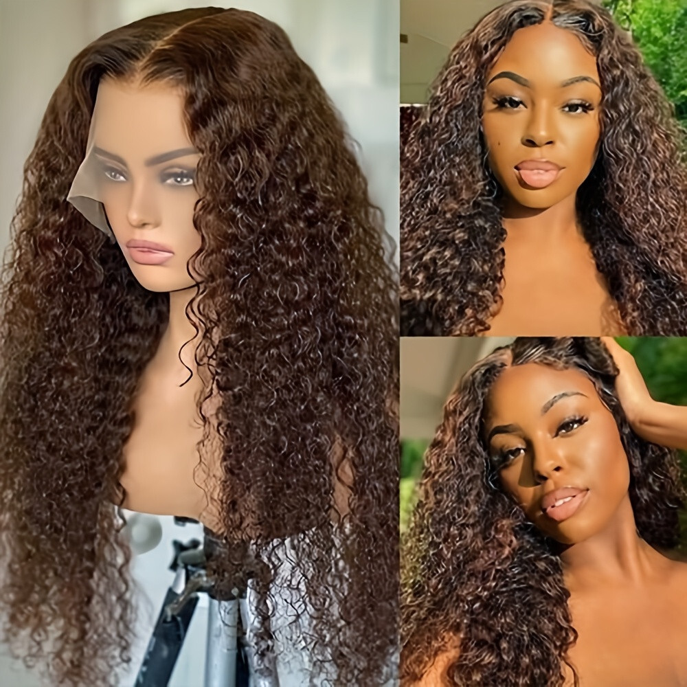 Brown Hair Lace Front Wigs Loose Curly Heat Safe Natural Hairline As Human Hair