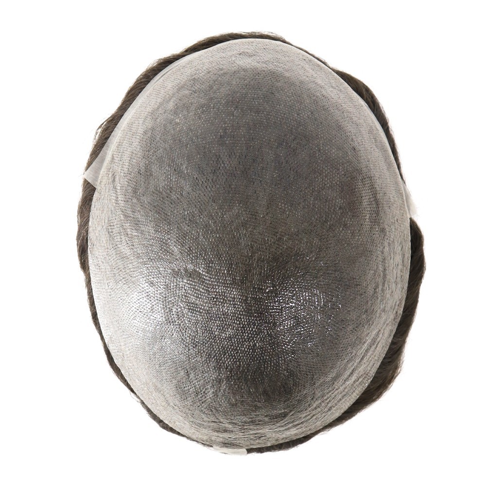 Toupee Mens Human Hair Replacement System 0.02mm Ultra Thin Skin Hairpieces #3