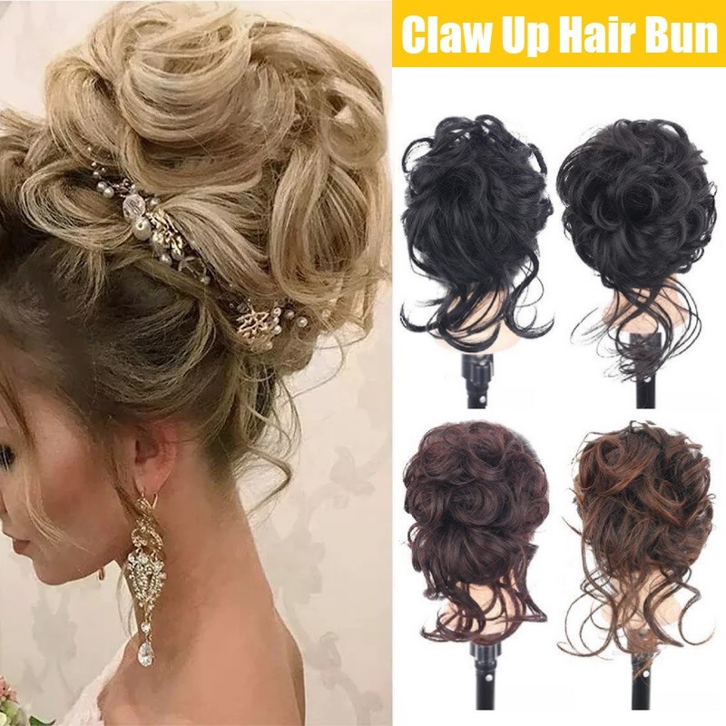 Large Messy Bun Hair Pieces for Women Wavy Curly Fake Hair Bun Extensions Access