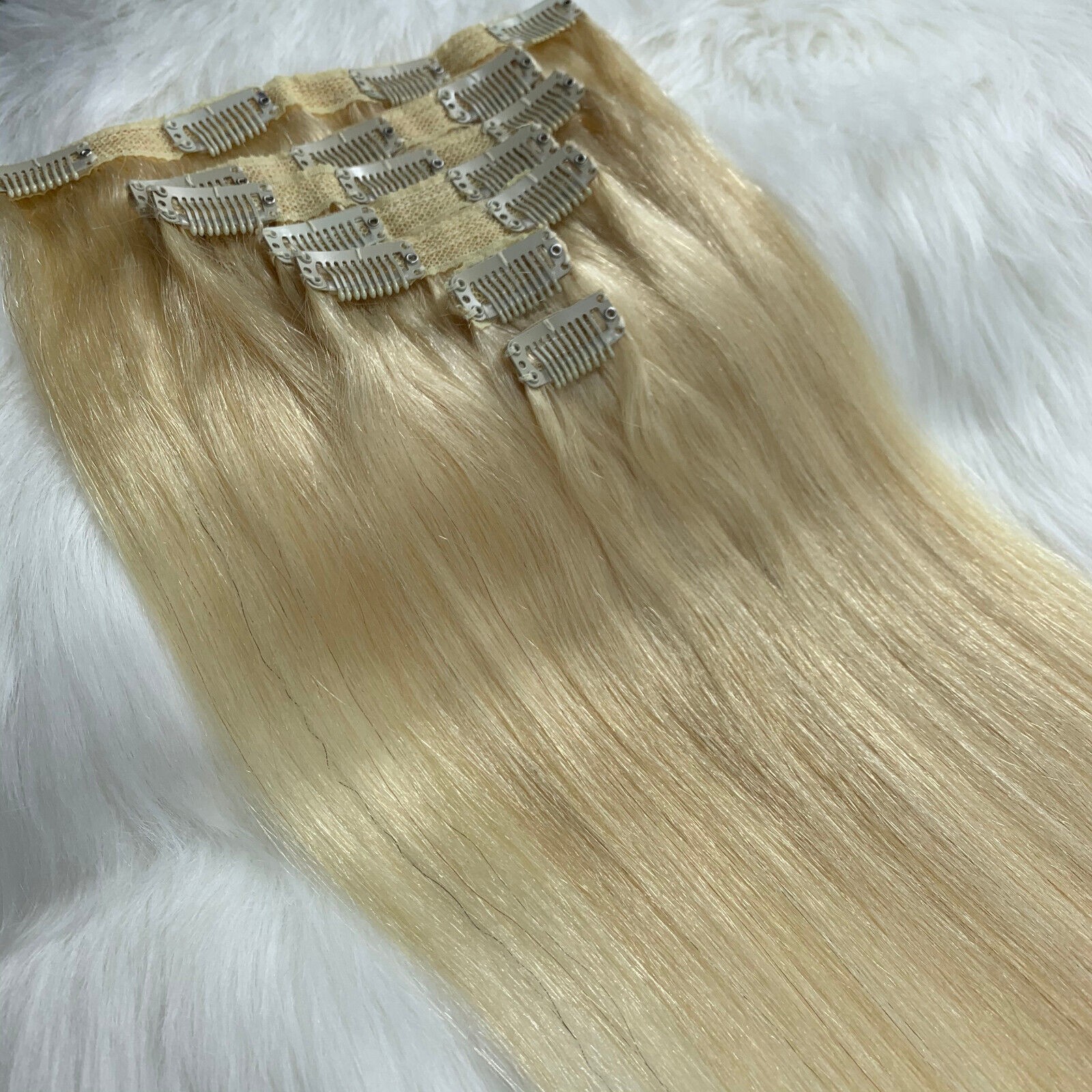 Full Head Clip In Hair Extensions Brazilian Real Human Hair Double Weft Thick