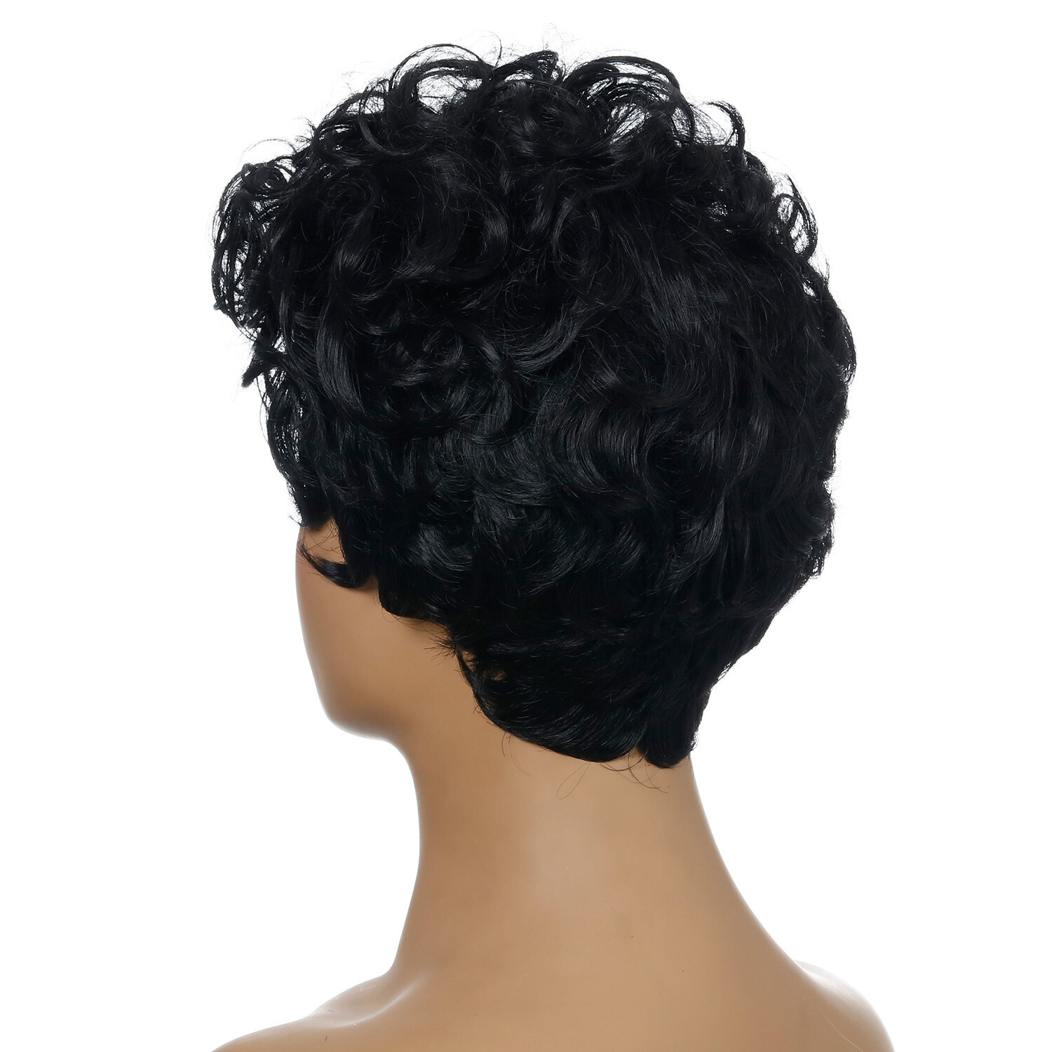 Women Curly Wavy Short Wigs Black Ladies Costume Synthetic Hair Brazilian Style