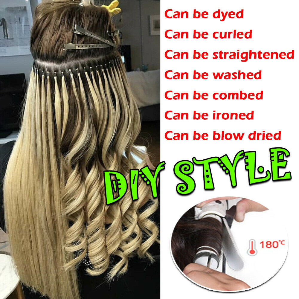 Micro Link Hair Extensions Loop Micro Ring Beads Tip Real Remy Human Hair16-26in