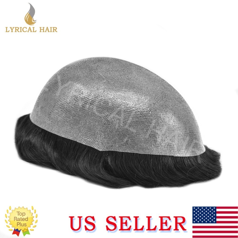 Mens Toupee Human Hair ystem All Poly PU Grey Brown Black Durable Hairpiece Wigs