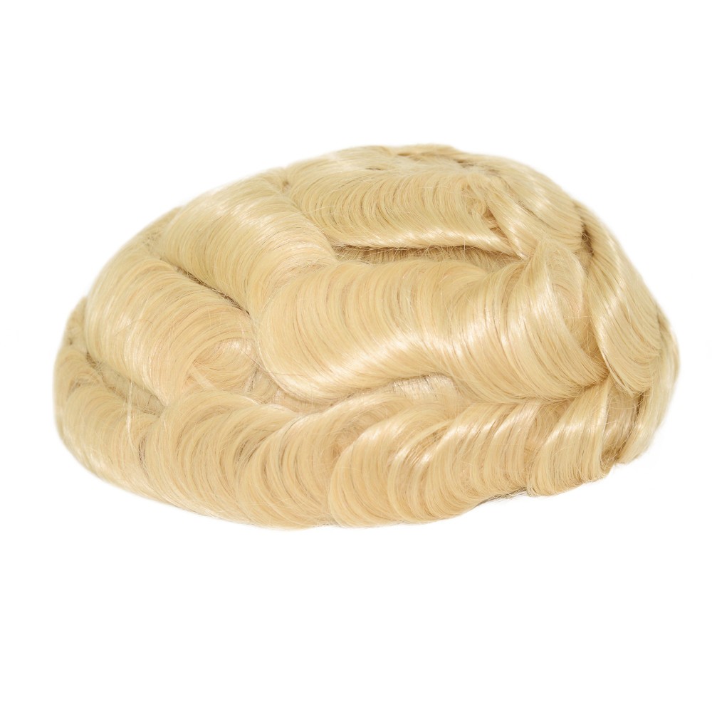 Mens Human Poly Skin Hair Toupee Replacement System Skin Toupee Hairpieces 8X10