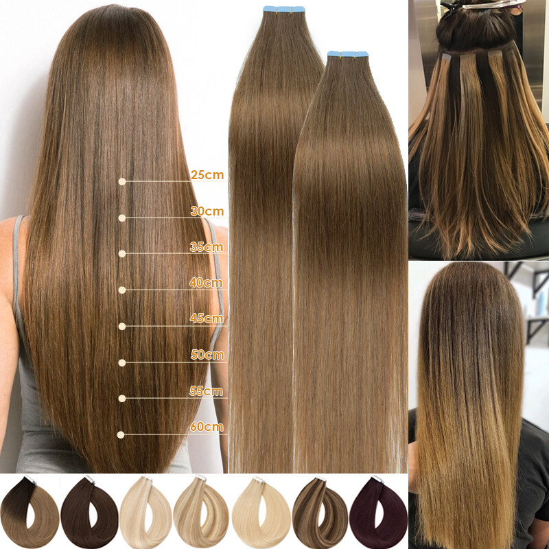 Invisible Tape In 100% Remy Human Hair Extensions Russian Skin Weft 150g 60pc US
