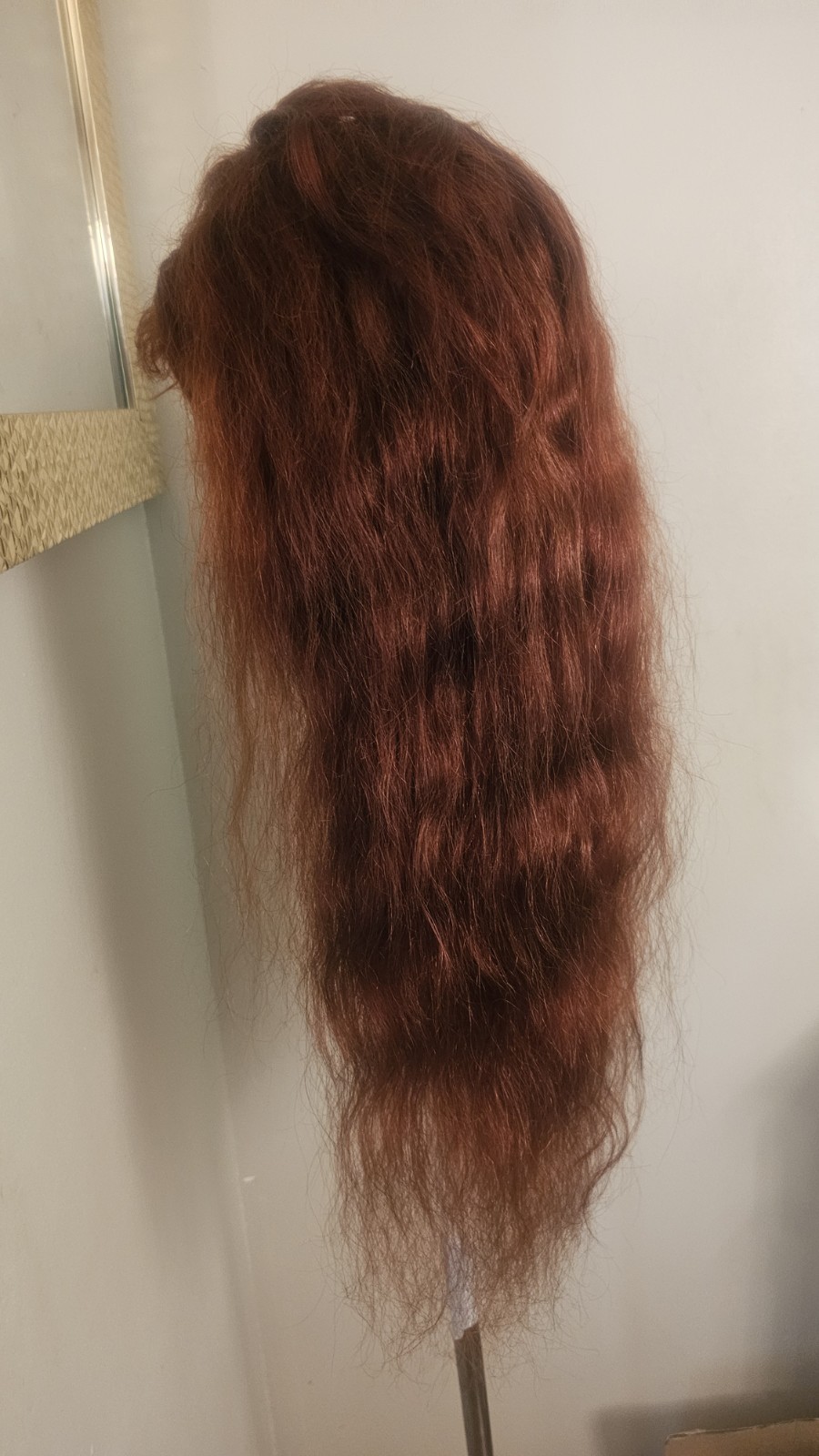 High-Quality Regular Top 26″ Orangish Wavy 150% Virgin Human Hair Lace Wig